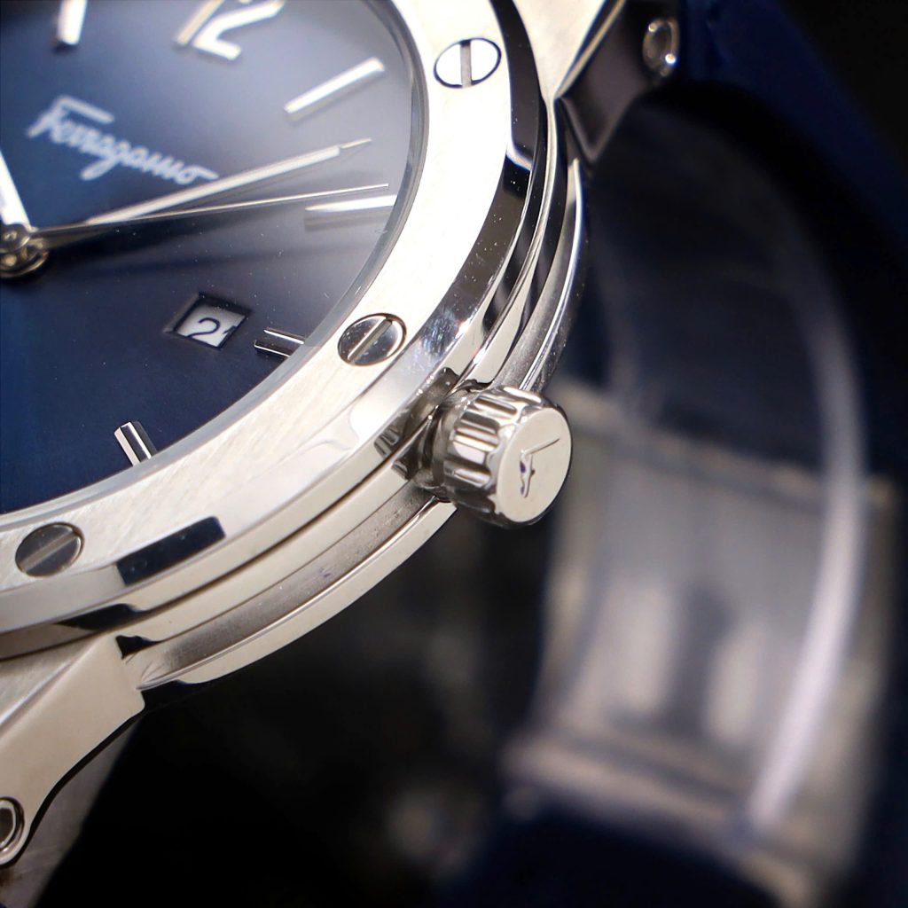 Đồng hồ Salvatore Ferragamo F80 Classic nam xanh Blue dây da Fake 11 40mm