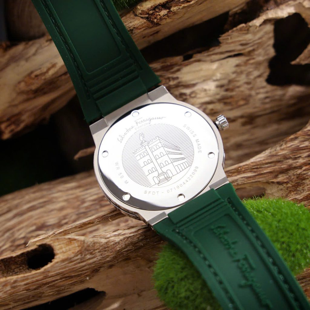 Đồng hồ Salvatore Ferragamo F80 Classic nam xanh Green dây da Fake 11 40mm