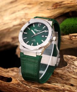 Đồng hồ Salvatore Ferragamo F80 Classic nam xanh Green dây da Fake 11 40mm