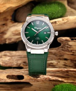 Đồng hồ Salvatore Ferragamo F80 Classic nam xanh Green dây da Fake 11 40mm