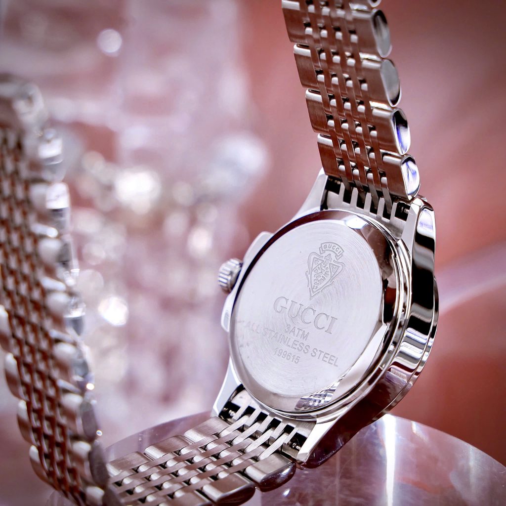 Đồng hồ Gucci G-Timeless nữ mặt xanh green dây kim loại Like Auth 27mm (9)