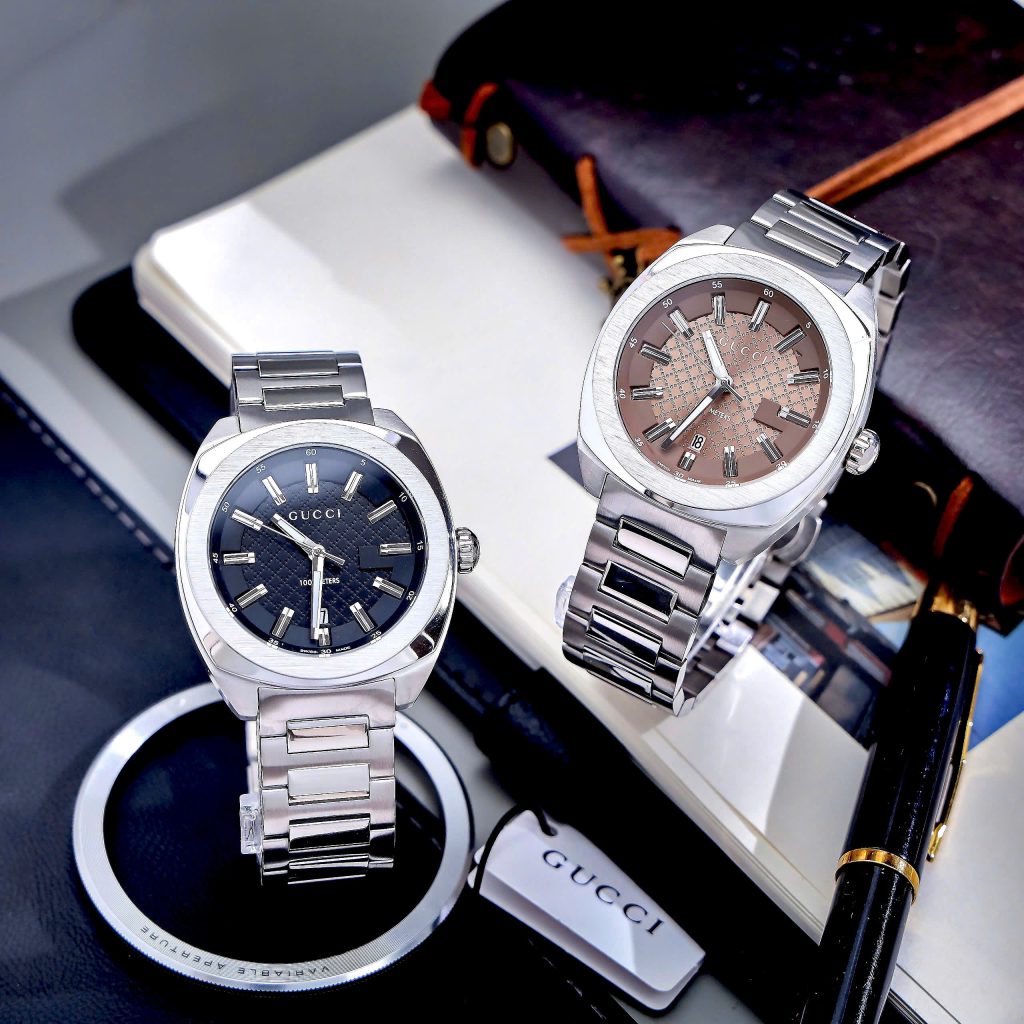Đồng hồ Gucci Men GG2570 nam mặt nâu dây kim loại Like Auth 41mm