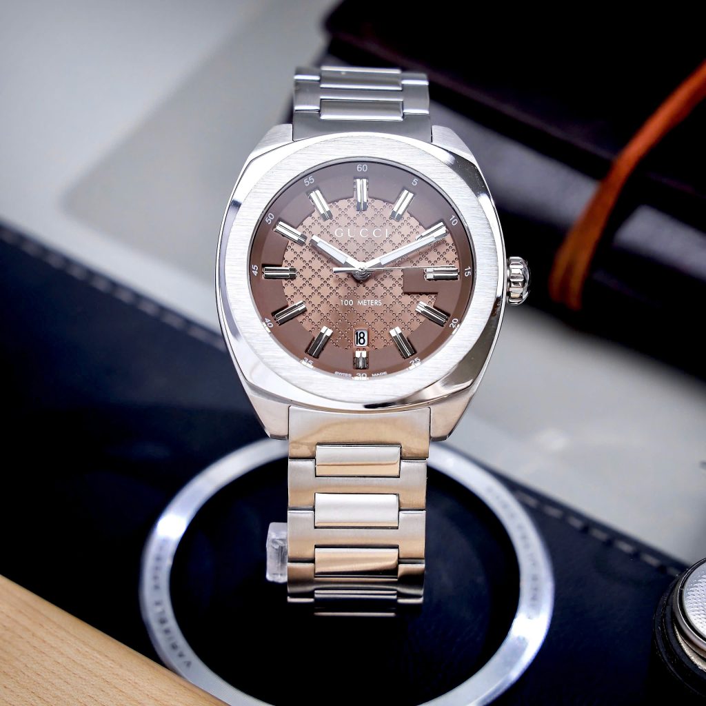 Đồng hồ Gucci Men GG2570 nam mặt nâu dây kim loại Like Auth 41mm