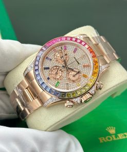 Đồng hồ Rolex Daytona Rainbow đính đá dây kim loại nhà máy BT Replica 40mm (1)