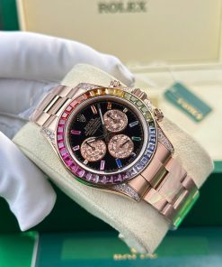 Đồng hồ Rolex Daytona Rainbow nam dây kim loại đính đá xưởng BT Replica 40mm (10)