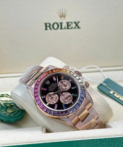 Đồng hồ Rolex Daytona Rainbow nam dây kim loại đính đá xưởng BT Replica 40mm (10)