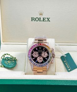 Đồng hồ Rolex Daytona Rainbow nam dây kim loại đính đá xưởng BT Replica 40mm (10)