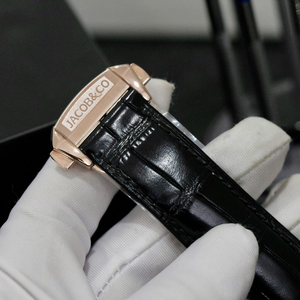Đồng hồ Jacob & Co Casino Roulette Replica 11 mạ vàng hồng dây da màu đen 44mm (2)