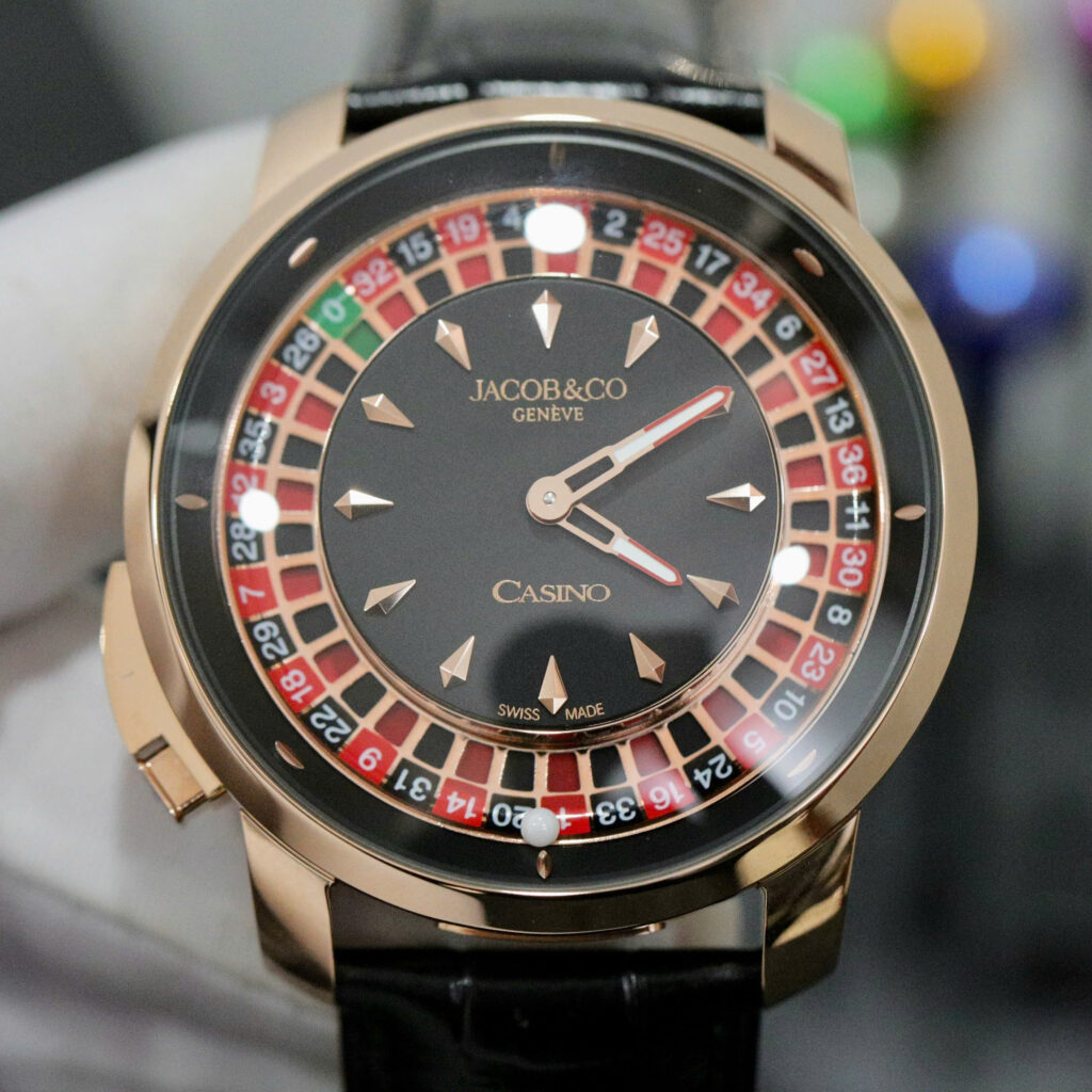 Đồng hồ Jacob & Co Casino Roulette Replica 11 mạ vàng hồng dây da màu đen 44mm (2)