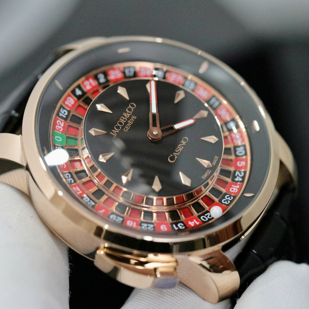 Đồng hồ Jacob & Co Casino Roulette Replica 11 mạ vàng hồng dây da màu đen 44mm (2)