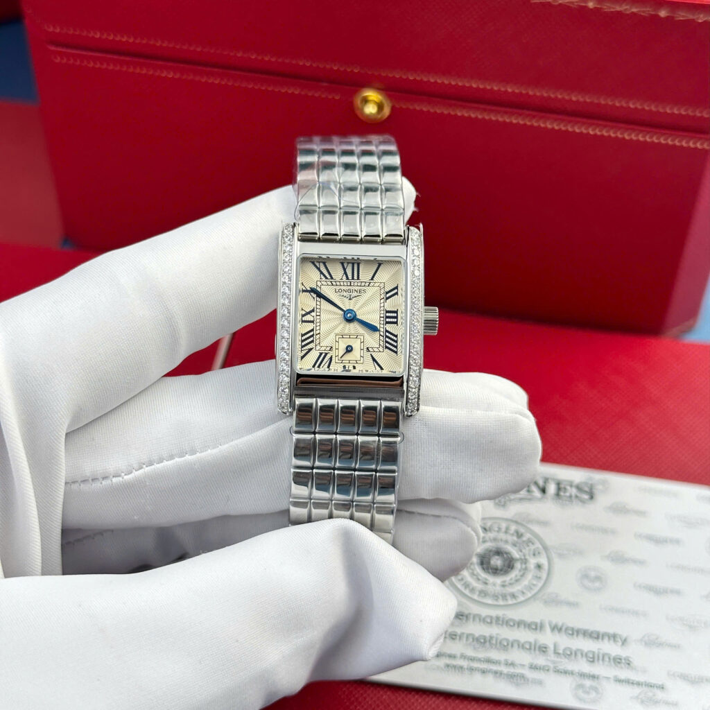 Đồng hồ Longines Mini DolceVita Replica 11 nữ viền đính đá nhà máy AF 22x29mm (2)