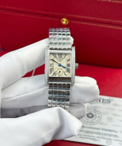 Đồng hồ Longines Mini DolceVita Replica 11 nữ viền đính đá nhà máy AF 22x29mm (2)