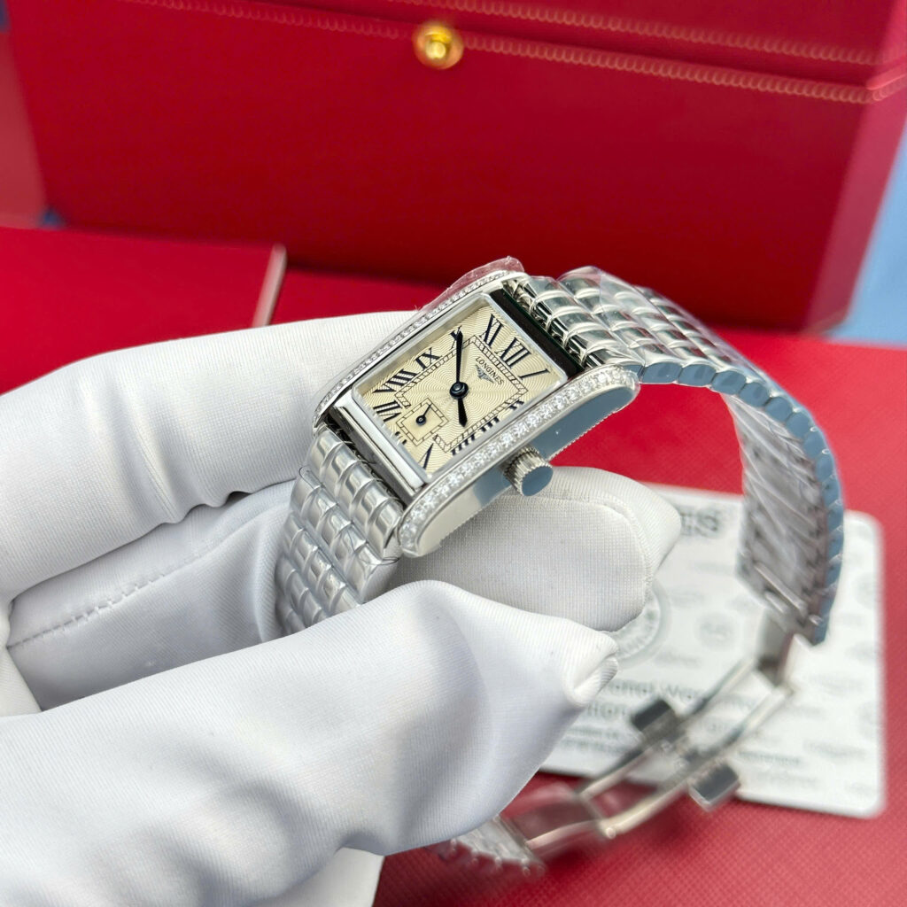 Đồng hồ Longines Mini DolceVita Replica 11 nữ viền đính đá nhà máy AF 22x29mm (2)
