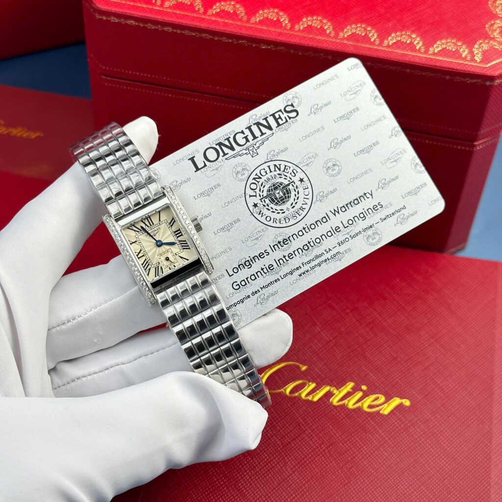 Đồng hồ Longines Mini DolceVita Replica 11 nữ viền đính đá nhà máy AF 22x29mm (2)