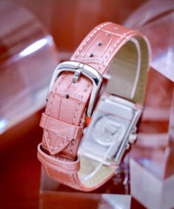 Đồng hồ Omega Constellation Quadra Quartz Dây Da Hồng Mặt Xà Cừ Fake Cao Cấp 22x28mm