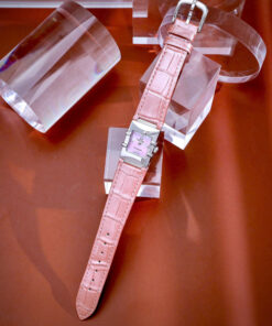 Đồng hồ Omega Constellation Quadra Quartz Dây Da Hồng Mặt Xà Cừ Fake Cao Cấp 22x28mm