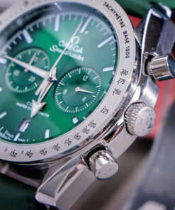 Đồng hồ Omega Speedmaster ’57 Chronograph Dây Da Xanh Green Fake 11 44mm