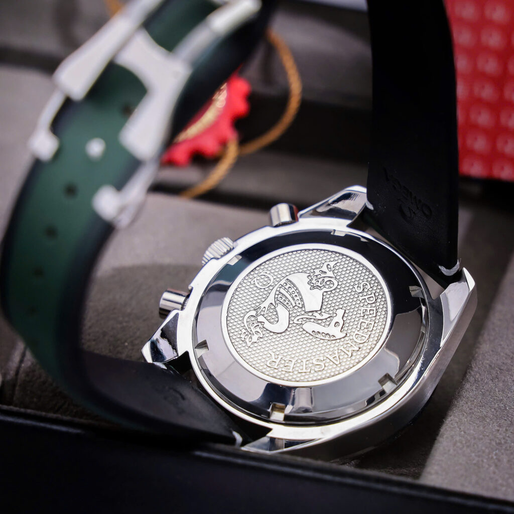 Đồng hồ Omega Speedmaster ’57 Chronograph Dây Da Xanh Green Fake 11 44mm