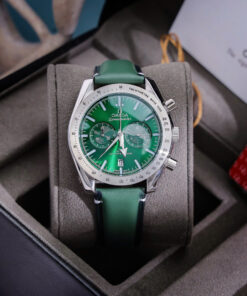 Đồng hồ Omega Speedmaster ’57 Chronograph Dây Da Xanh Green Fake 11 44mm