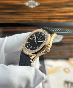 Đồng hồ Patek Philippe Aquanaut 5067 Replica 11 mạ vàng hồng mặt đen PPF 35 (2)