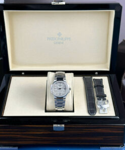 Đồng hồ Patek Philippe Nautilus 7010 Replica 11 mặt trắng viền đính đá GRF 32mm (1)