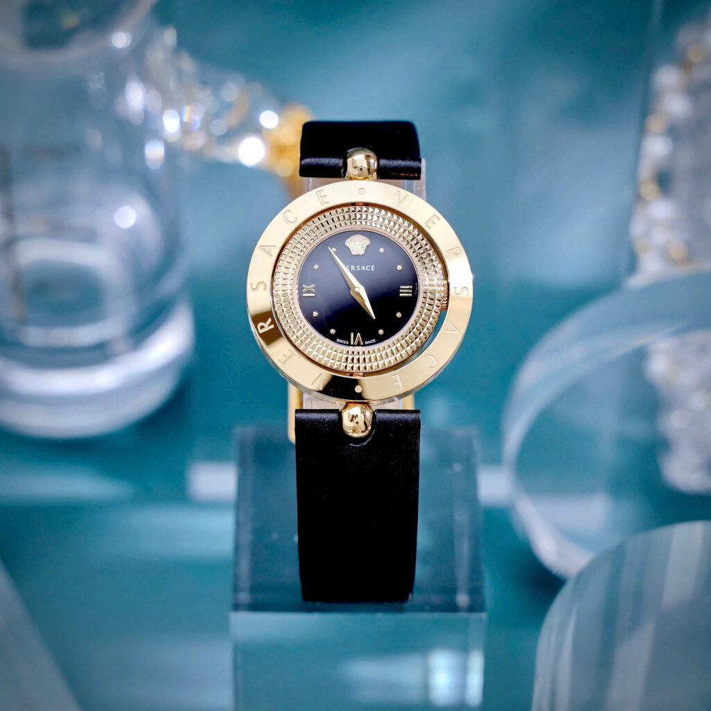 Đồng hồ Versace Eon Nữ Dây Da Đen Mặt Xoay 360 Độ Like Auth 33mm