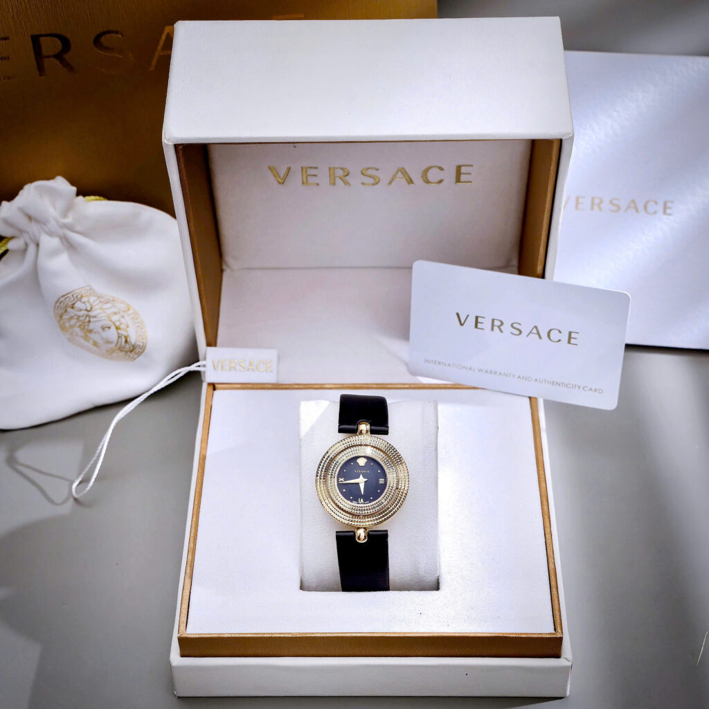 Đồng hồ Versace Eon Nữ Dây Da Đen Mặt Xoay 360 Độ Like Auth 33mm