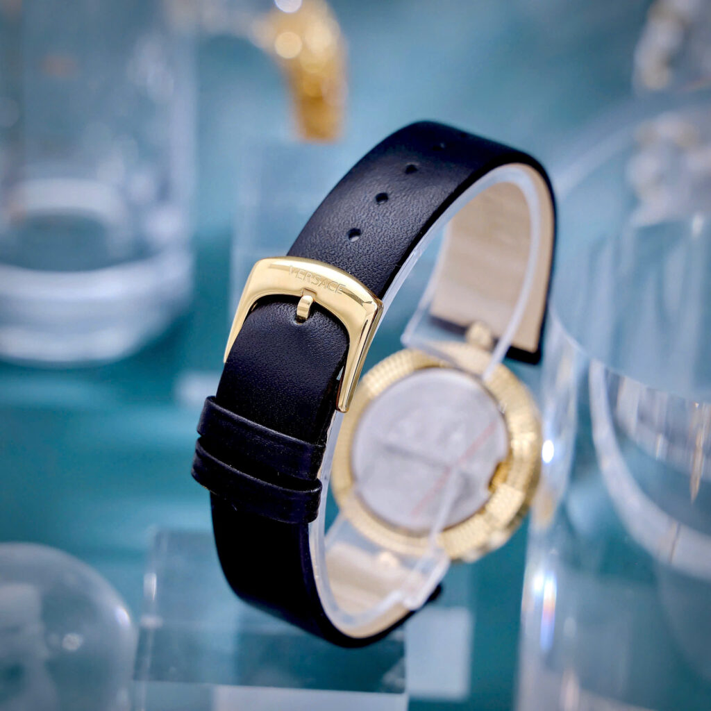 Đồng hồ Versace Eon Nữ Dây Da Đen Mặt Xoay 360 Độ Like Auth 33mm