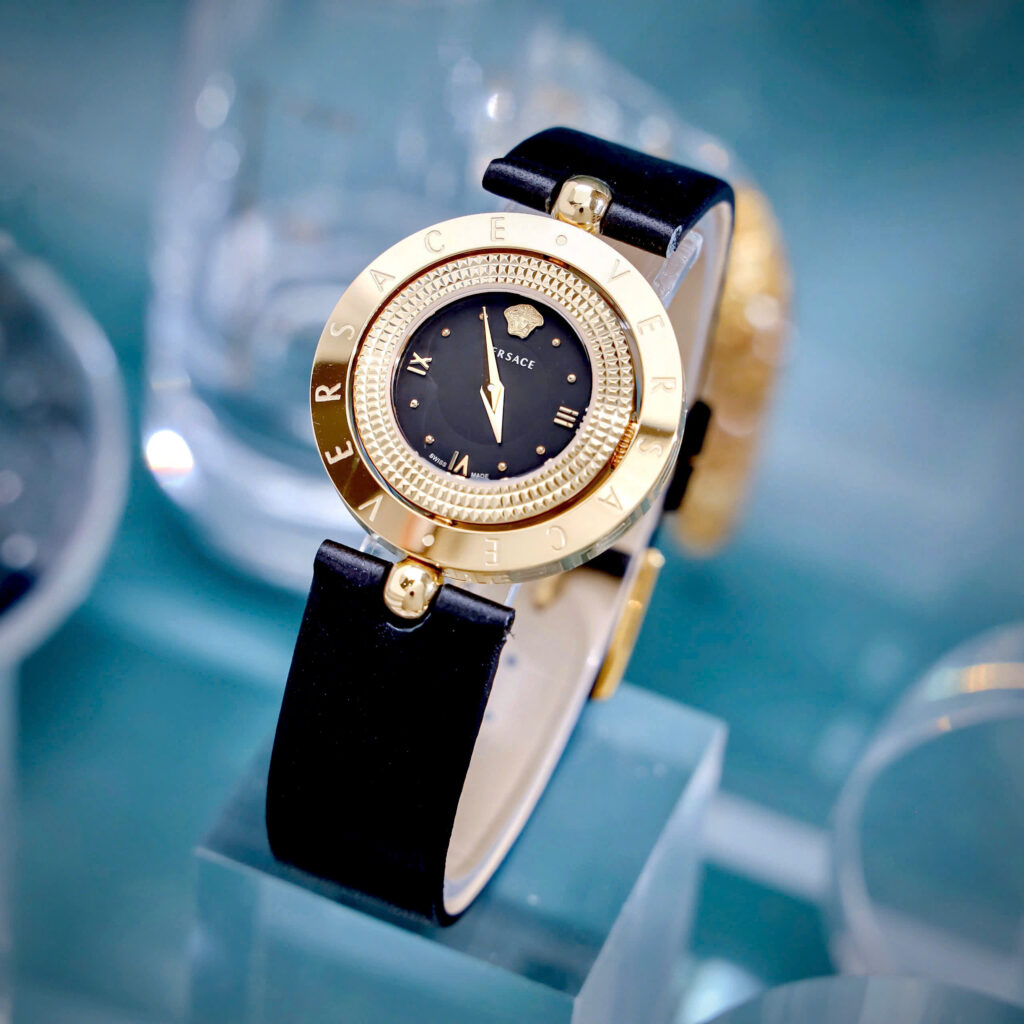 Đồng hồ Versace Eon Nữ Dây Da Đen Mặt Xoay 360 Độ Like Auth 33mm