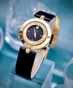 Đồng hồ Versace Eon Nữ Dây Da Đen Mặt Xoay 360 Độ Like Auth 33mm