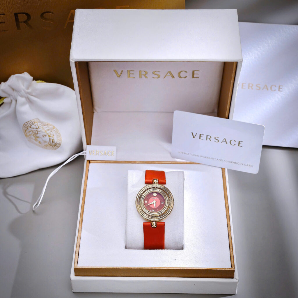 Đồng hồ Versace Eon Nữ Dây Da Đỏ Mặt Xoay 360 Độ Like Auth 33mm 