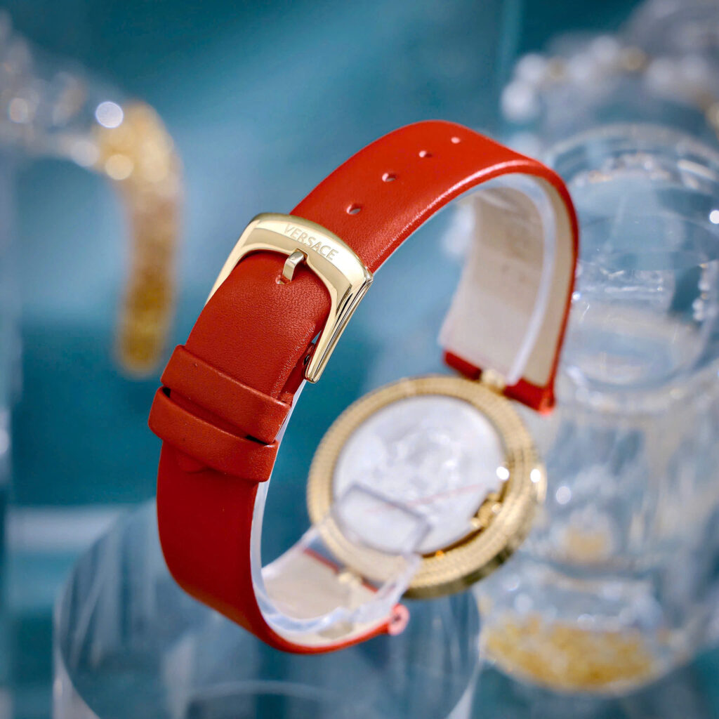 Đồng hồ Versace Eon Nữ Dây Da Đỏ Mặt Xoay 360 Độ Like Auth 33mm 