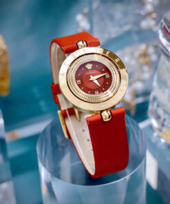 Đồng hồ Versace Eon Nữ Dây Da Đỏ Mặt Xoay 360 Độ Like Auth 33mm