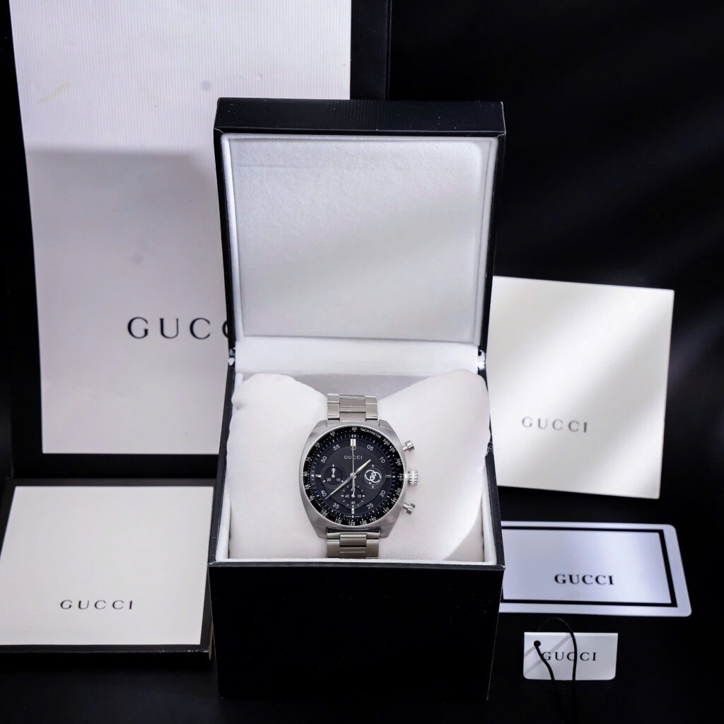  Đồng Hồ Gucci Interlocking G Chronograph Mặt Đen Like Auth 41mm