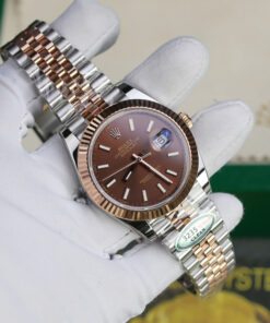 Đồng hồ Rolex DateJust 126331 mặt chocolate cọc số dạ quang Replica 11 nhà máy Clean 41mm (2)