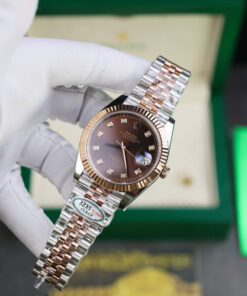 Đồng hồ Rolex DateJust 126331 mặt chocolate cọc số đính đá Replica 11 nhà máy Clean 41mm (2)