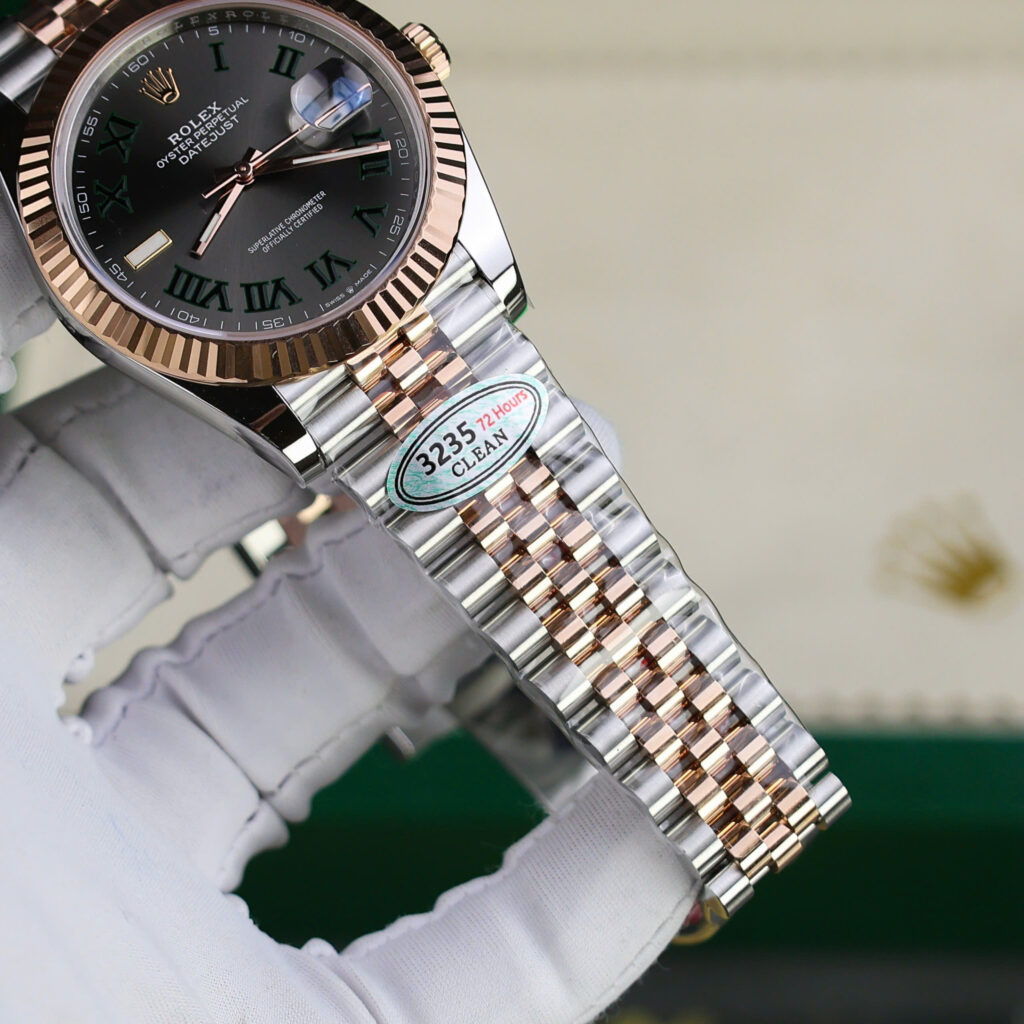 Đồng hồ Rolex DateJust 126331 mặt số Wimbledon Rep 11 demi vàng hồng nhà máy Clean 41mm (1)