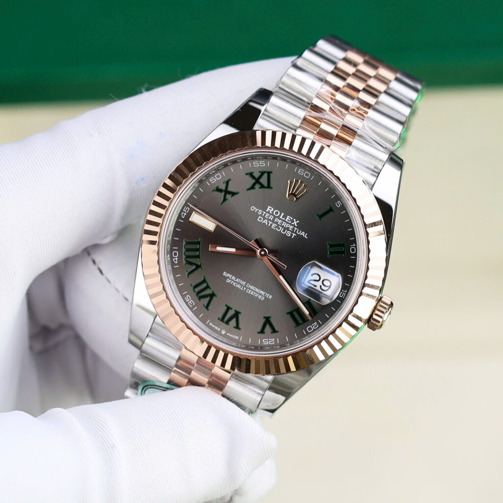Đồng hồ Rolex DateJust 126331 mặt số Wimbledon Rep 11 demi vàng hồng nhà máy Clean 41mm (4)