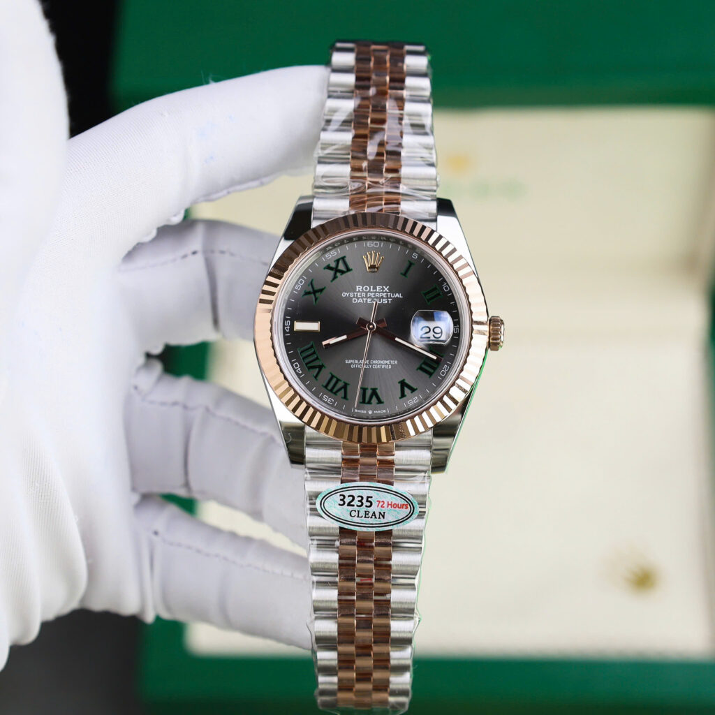 Đồng hồ Rolex DateJust 126331 mặt số Wimbledon Rep 11 demi vàng hồng nhà máy Clean 41mm (4)