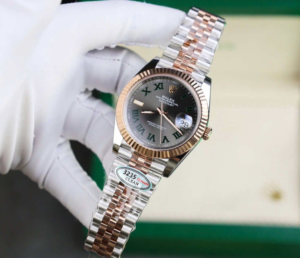 Đồng hồ Rolex DateJust 126331 mặt số Wimbledon Rep 11 demi vàng hồng nhà máy Clean 41mm (4)