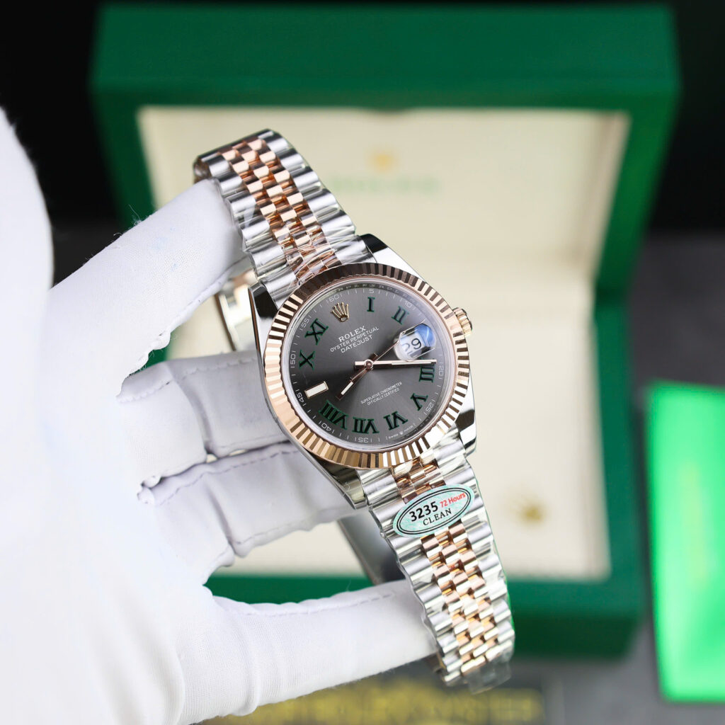 Đồng hồ Rolex DateJust 126331 mặt số Wimbledon Rep 11 demi vàng hồng nhà máy Clean 41mm (4)