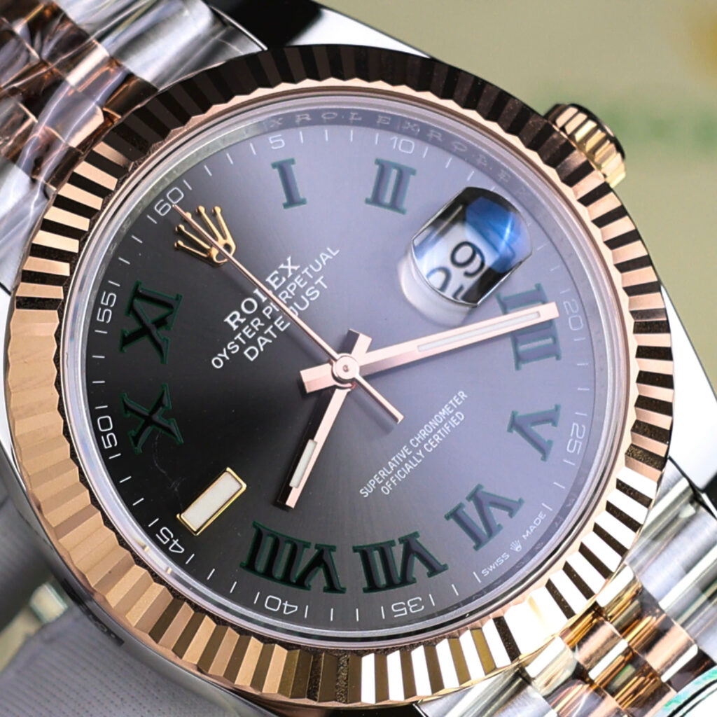 Đồng hồ Rolex DateJust 126331 mặt số Wimbledon Rep 11 demi vàng hồng nhà máy Clean 41mm (9)