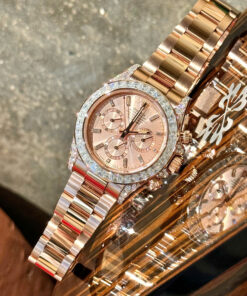 Đồng hồ Rolex Daytona bọc vàng hồng đính kim cương Moissanite 40mm (9)