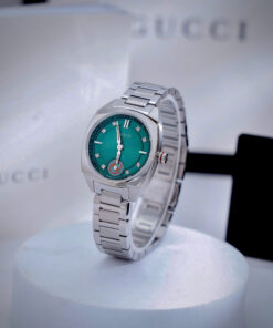 Đồng hồ Gucci Interlocking mặt xanh green dây kim loại like auth 29mm
