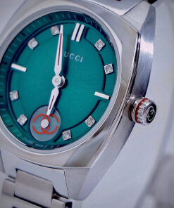 Đồng hồ Gucci Interlocking mặt xanh green dây kim loại like auth 29mm