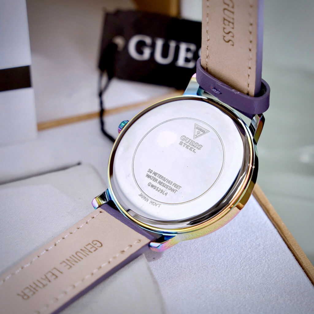 Đồng hồ Guess nữ GW0529L4 mặt số họa tiết bông hoa tím Like Auth 39mm