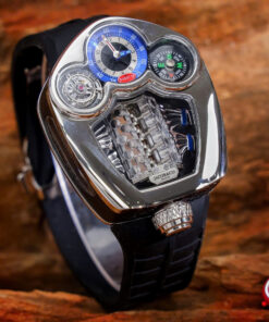 Đồng hồ Jacob & Co Bugatti dây cao su đen fake cao cấp 52mm x 44mm