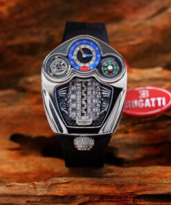 Đồng hồ Jacob & Co Bugatti dây cao su đen fake cao cấp 52mm x 44mm