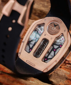 Đồng hồ Jacob & Co Bugatti vàng hồng dây cao su fake cao cấp 52mm x 44mm