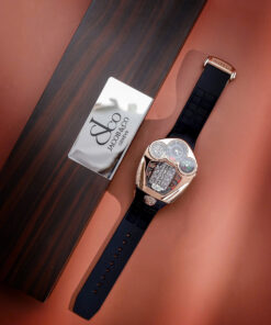 Đồng hồ Jacob & Co Bugatti vàng hồng dây cao su fake cao cấp 52mm x 44mm